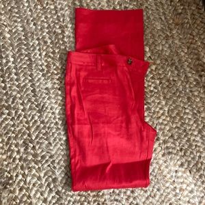 Cabi linen blend trouser NWOT red - lined pockets -